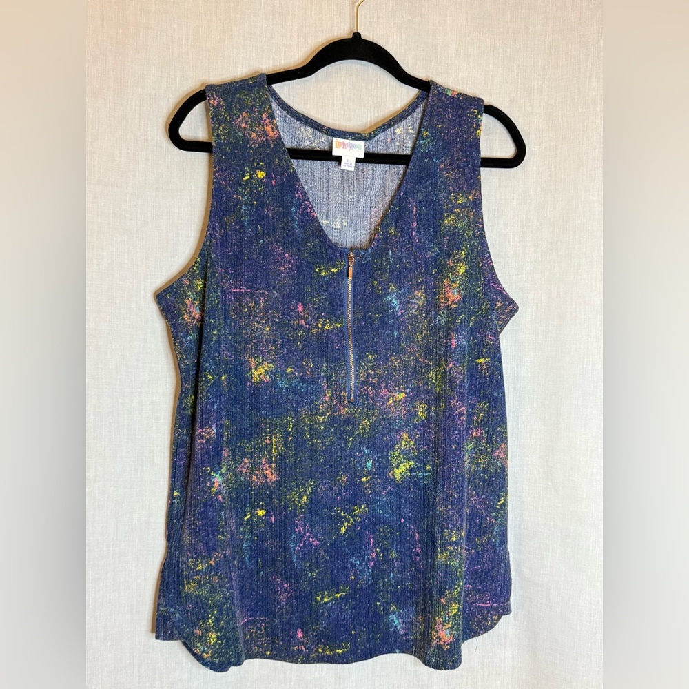 LuLaRoe Blue and Pink Knit Rachel Top